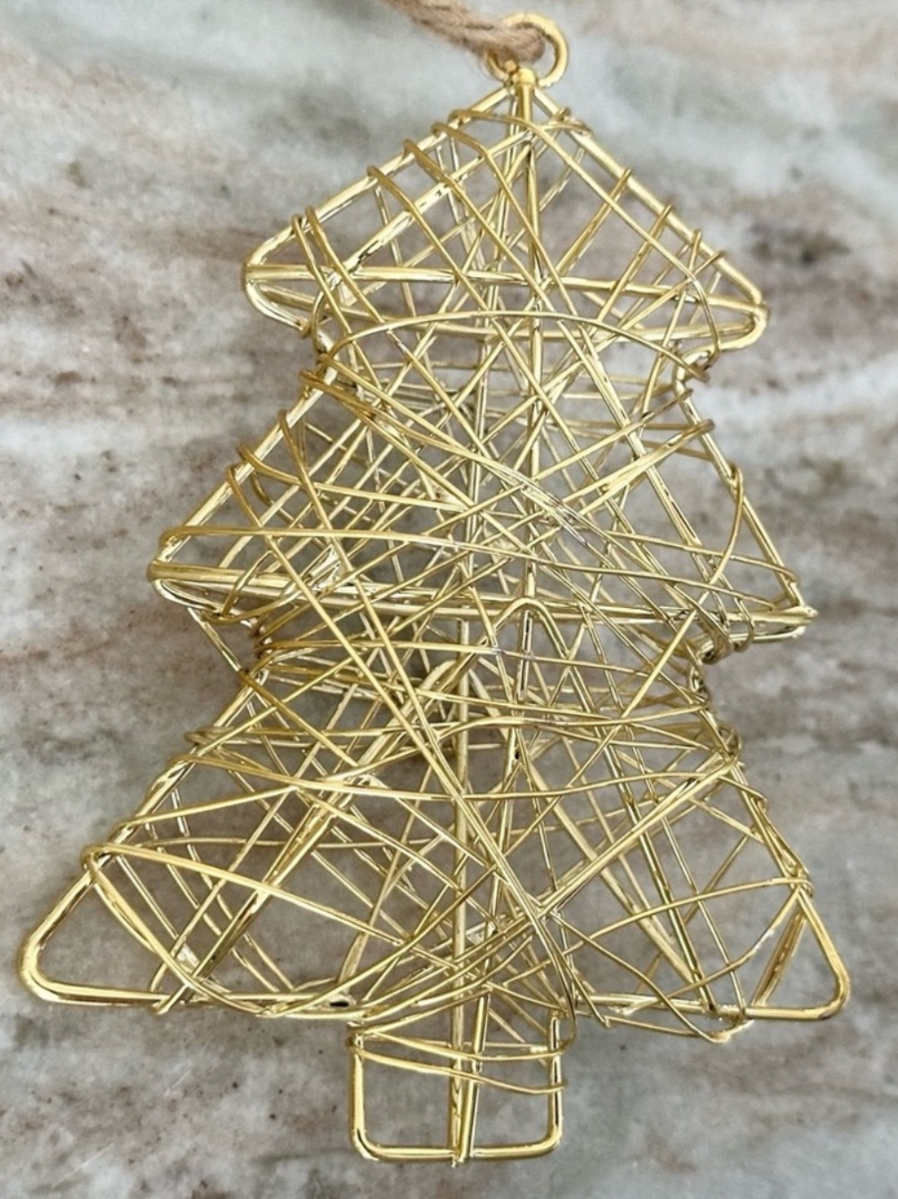 Christmas Tree Ornament - Gold Metal Wire - Holiday Decor